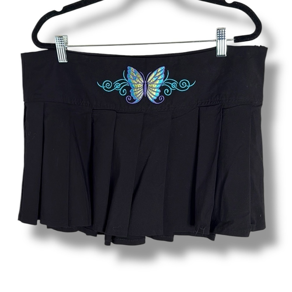 Dolls Kill Current Mood Pleated Black Mini Skirt Rave 2000s Size XXL